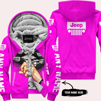 Shut The Fnck Up – Custom Name Jeep – Vivid Pink - Fleece Zip Hoodie