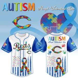 Cincinnati Reds x Special Autism Awareness Month-3D Baseball Jersey
