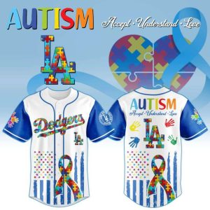 Los Angeles Dodgers x Special Autism Awareness Month-3D Baseball Jersey