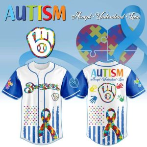 Milwaukee Brewers x Special Autism Awareness Month-3D Baseball Jersey