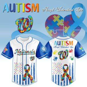 Washington Nationals x Special Autism Awareness Month-3D Baseball Jersey