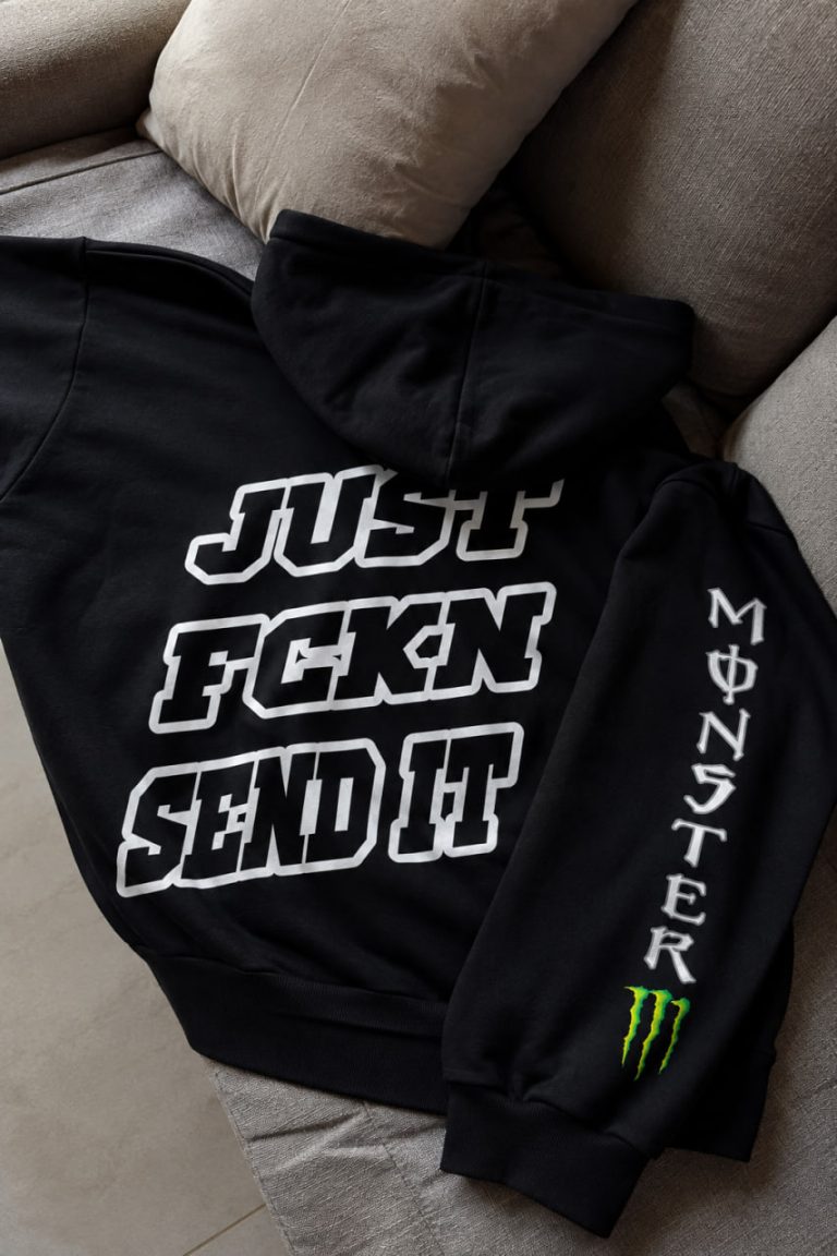 Customer photo · Just Send It Monster hoodie