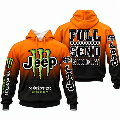 Jeep x Monster Energy Full Send Society Hoodie – Orange Black Gradient