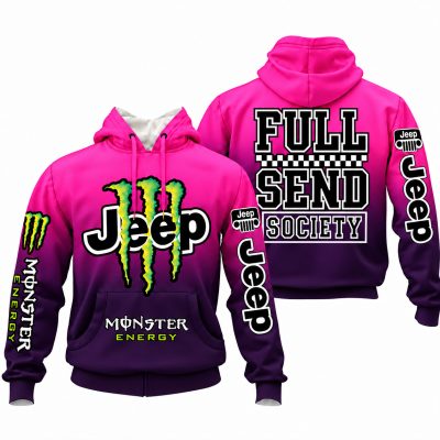 Jeep x Monster Energy Full Send Society Hoodie – Pink Purple Gradient