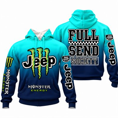 Jeep x Monster Energy Full Send Society Hoodie – Teal Navy Gradient