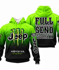 Jeep x Monster Energy Full Send Society Hoodie – Neon Lime Black Gradient