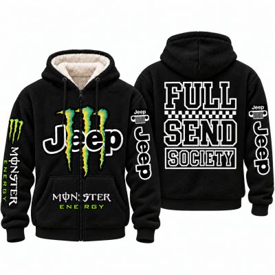 Jeep x Monster Energy Full Send Society Fleece Zip Hoodie – Black