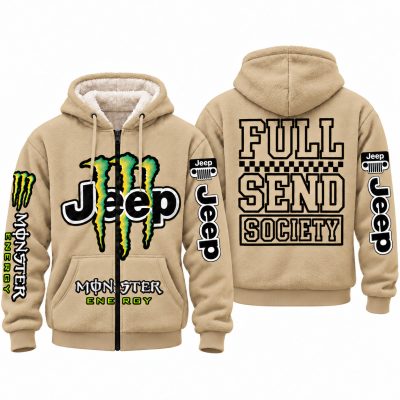 Jeep x Monster Energy Full Send Society Fleece Zip Hoodie – Gobi Sand