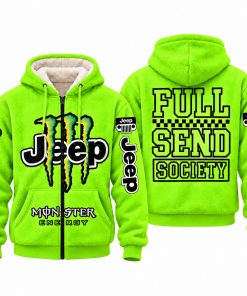 Jeep x Monster Energy Full Send Society Fleece Zip Hoodie – Neon Lime