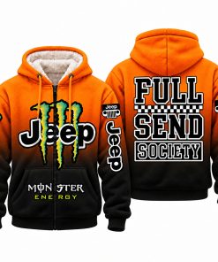 Jeep x Monster Energy Full Send Society Fleece Zip Hoodie – Orange Black Gradient