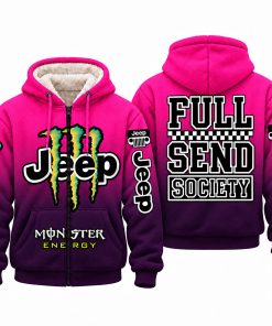 Jeep x Monster Energy Full Send Society Fleece Zip Hoodie – Pink Purple Gradient