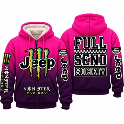 Jeep x Monster Energy Full Send Society Fleece Zip Hoodie – Pink Purple Gradient