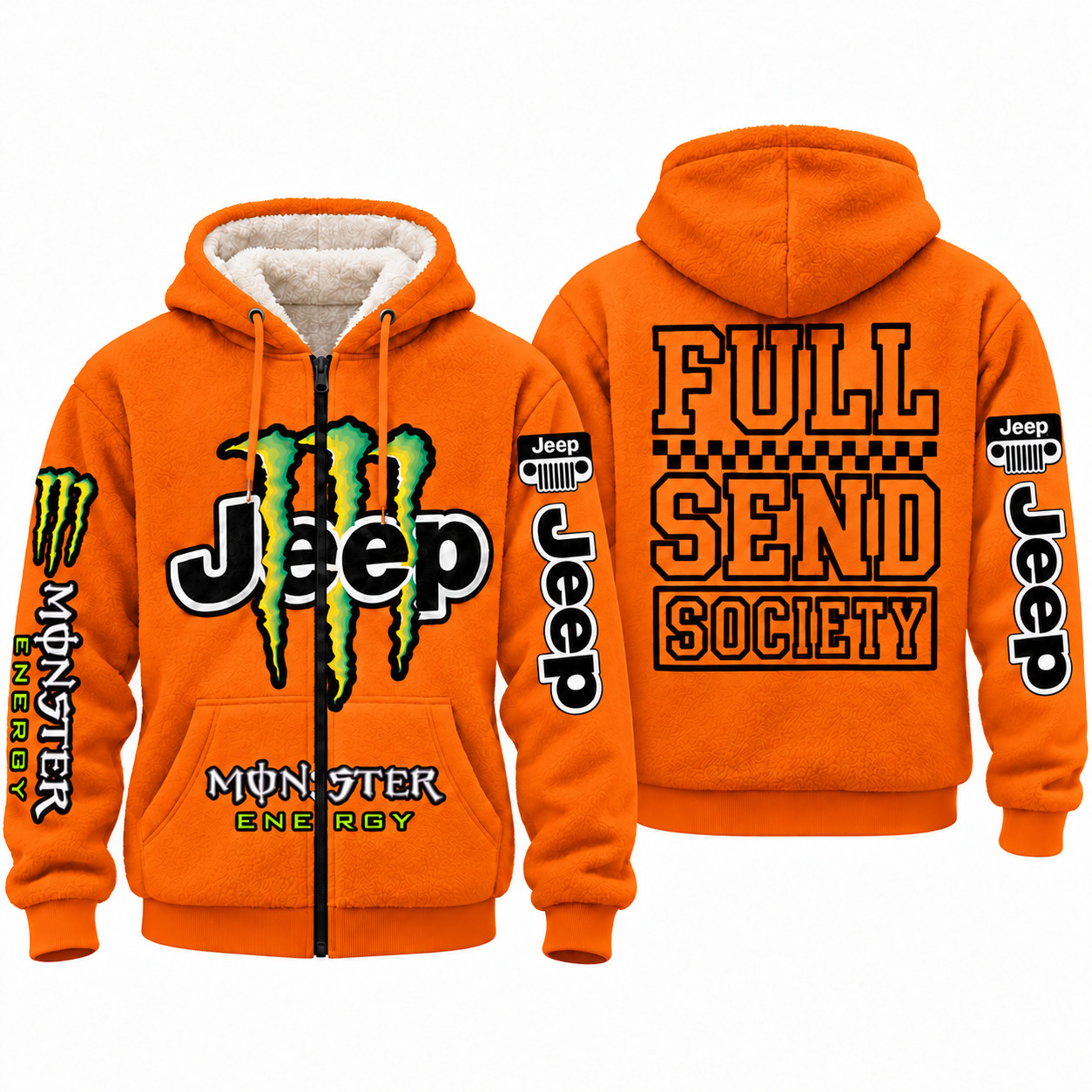 Jeep x Monster Energy Full Send Society Fleece Zip Hoodie – Punk’n Orange