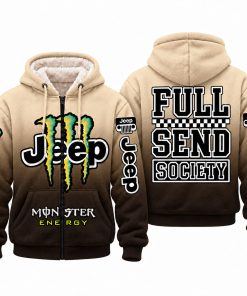 Jeep x Monster Energy Full Send Society Fleece Zip Hoodie – Sand Espresso Gradient
