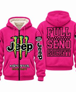Jeep x Monster Energy Full Send Society Fleece Zip Hoodie – Tuscadero Pink