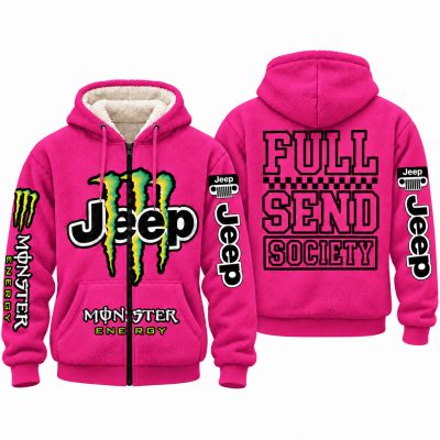 Jeep x Monster Energy Full Send Society Fleece Zip Hoodie – Tuscadero Pink
