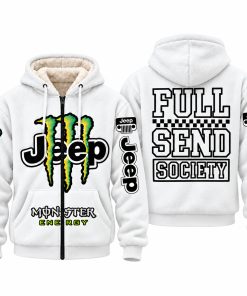 Jeep x Monster Energy Full Send Society Fleece Zip Hoodie – White