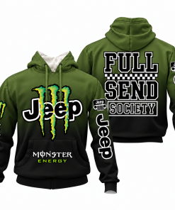 Jeep x Monster Energy Full Send Society Hoodie – Jeep Olive Black Gradient